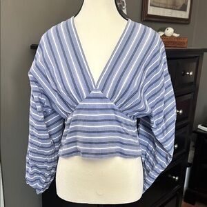 Banana Republic Blue and White Striped Blouse